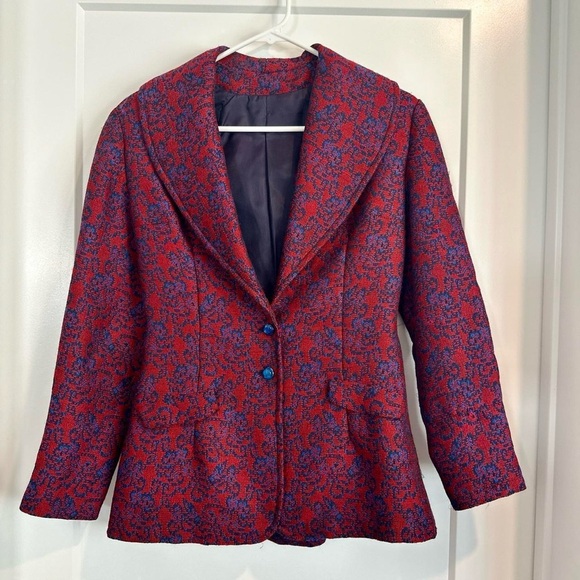 Unbranded Vintage Embroidered Blue and Red Women’s Blazer Size Small - Picture 1 of 4